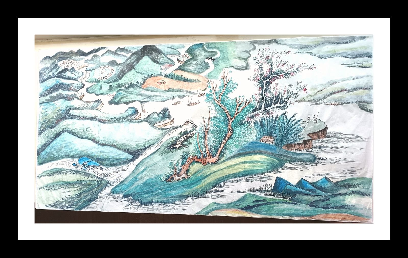 绿水青山图插画图片壁纸