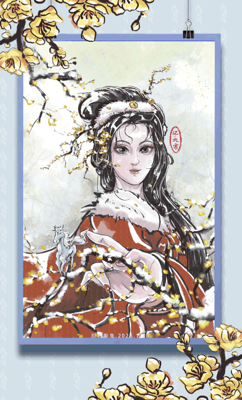 腊梅间 记. 大寒插画图片壁纸