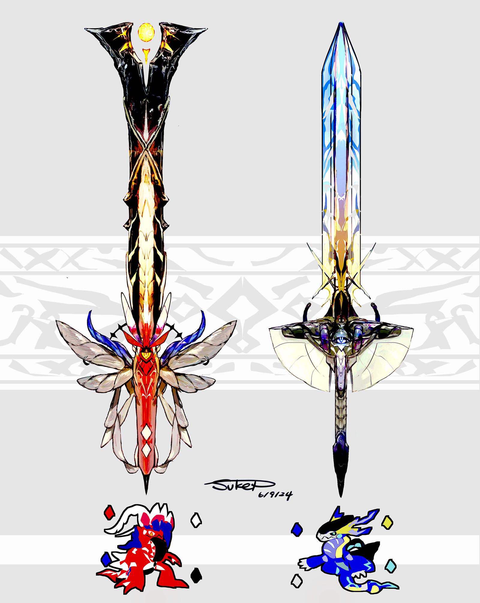 コライドン・ミライドン（かんぜんけいたい）モチーフの武器插画图片壁纸