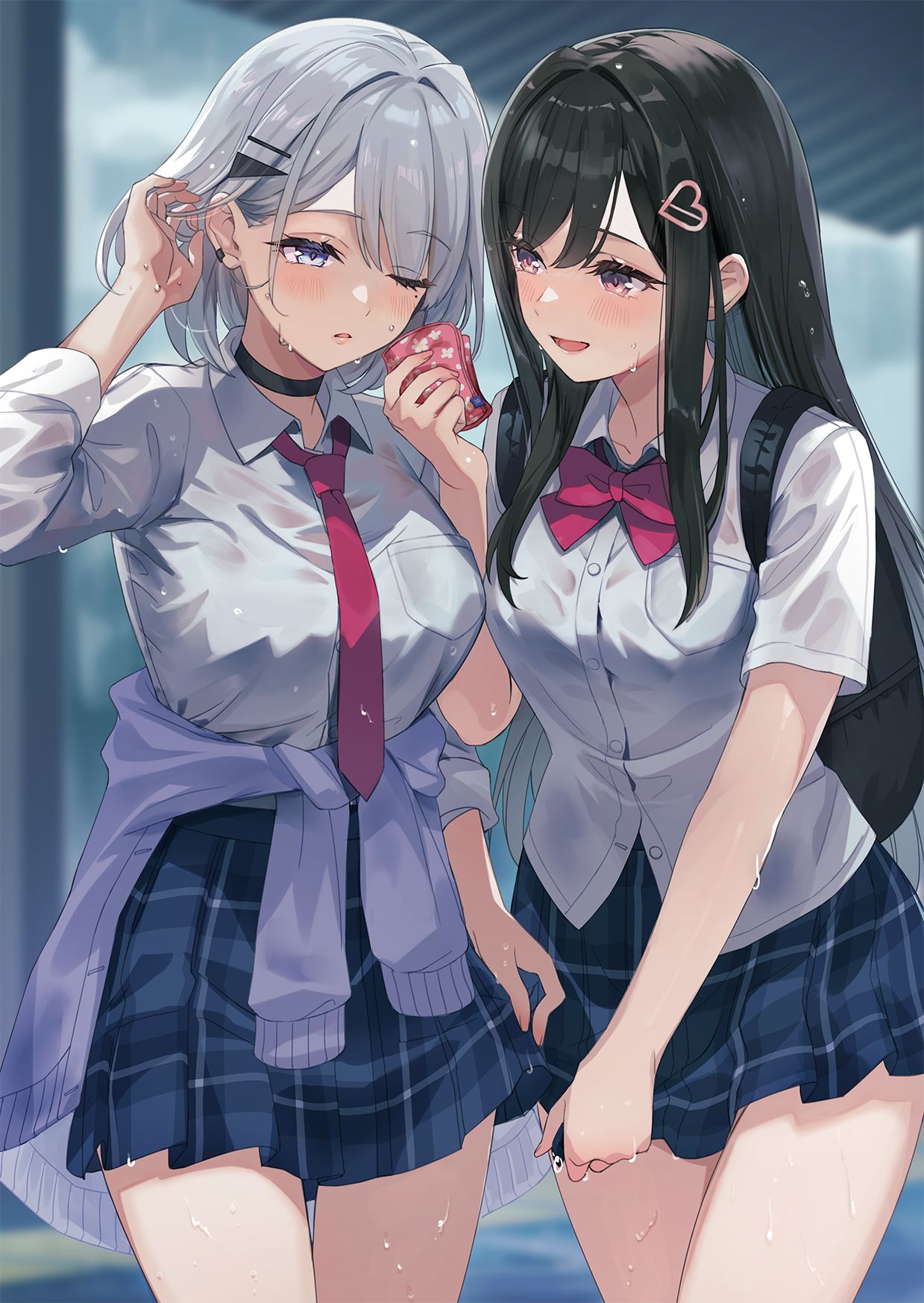 「......雨、降られちゃったね。」插画图片壁纸