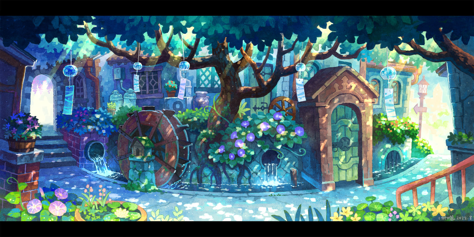 納涼通り插画图片壁纸