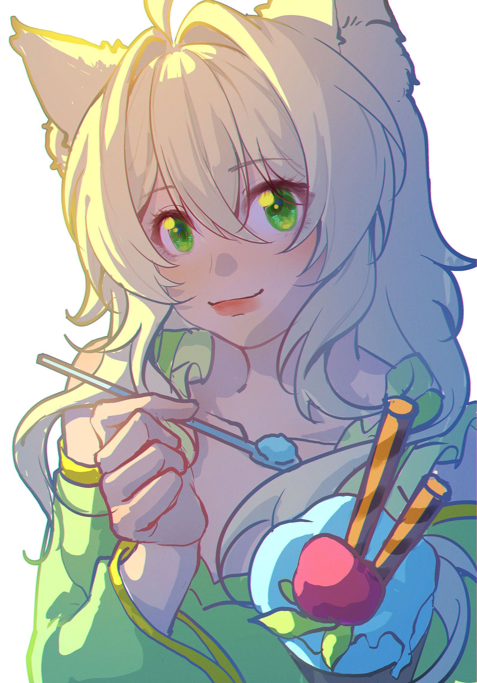 半身平涂插画图片壁纸