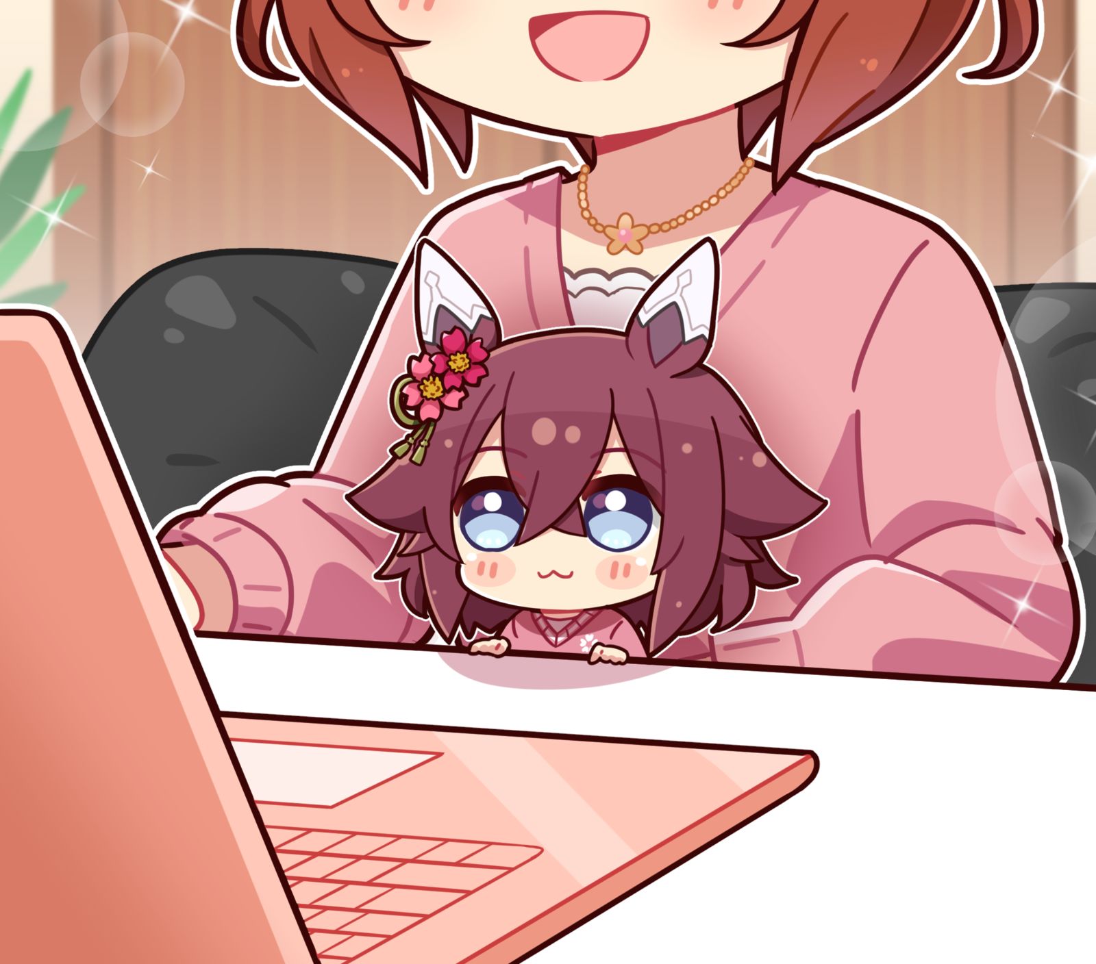 【ウマ娘】リモート会議に参加するサクラチヨワンコオー头像同人高清图