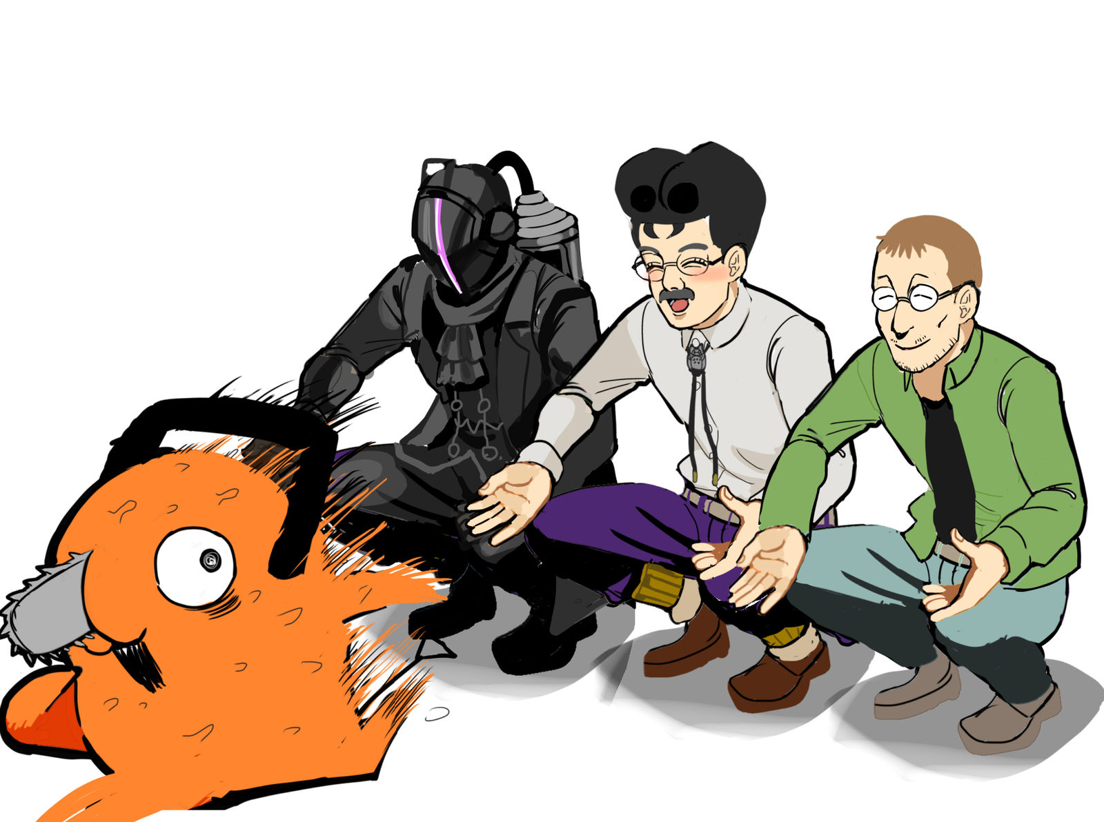 優しそうなおじさん達となぜか逃げるポチタ