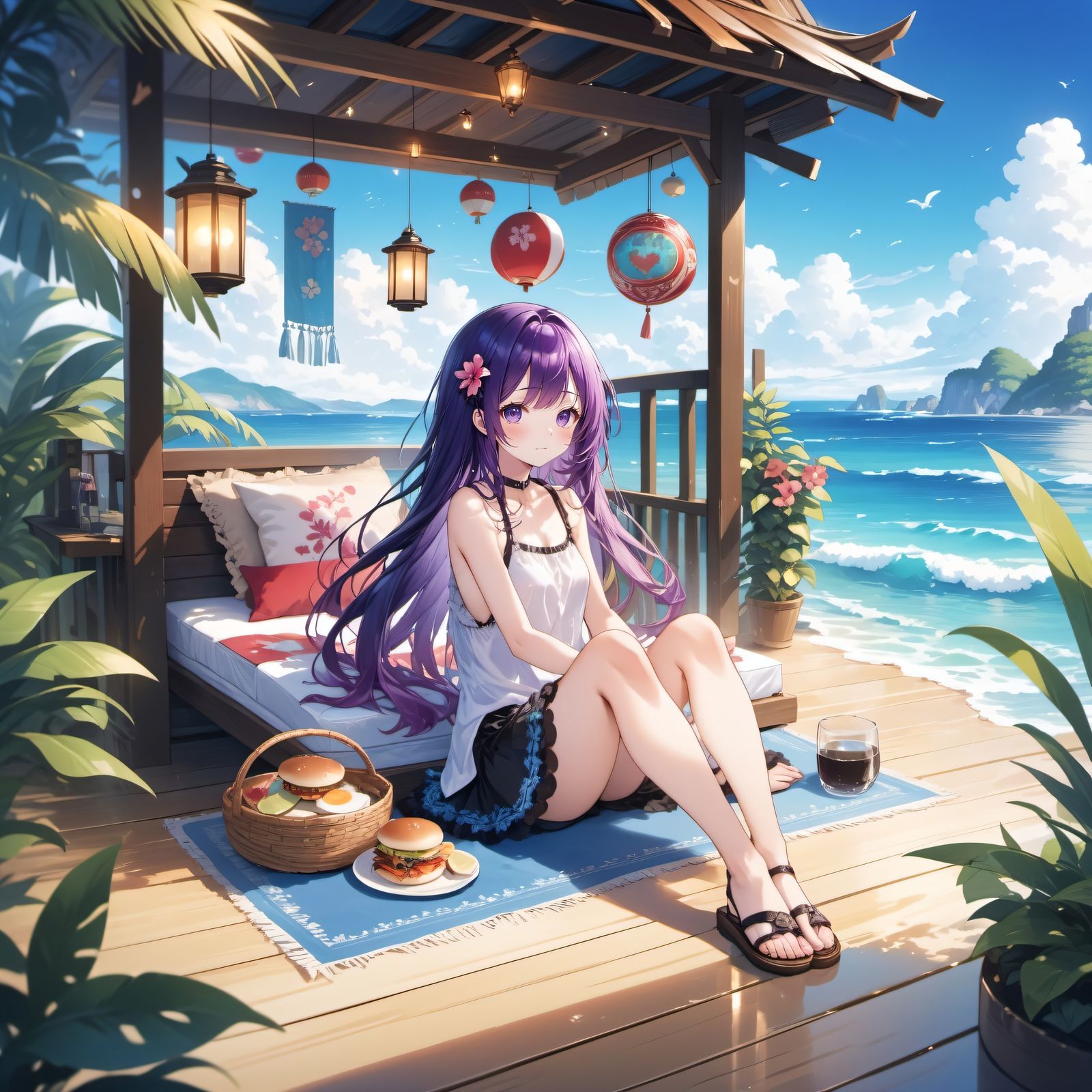 海边少女头像同人高清图