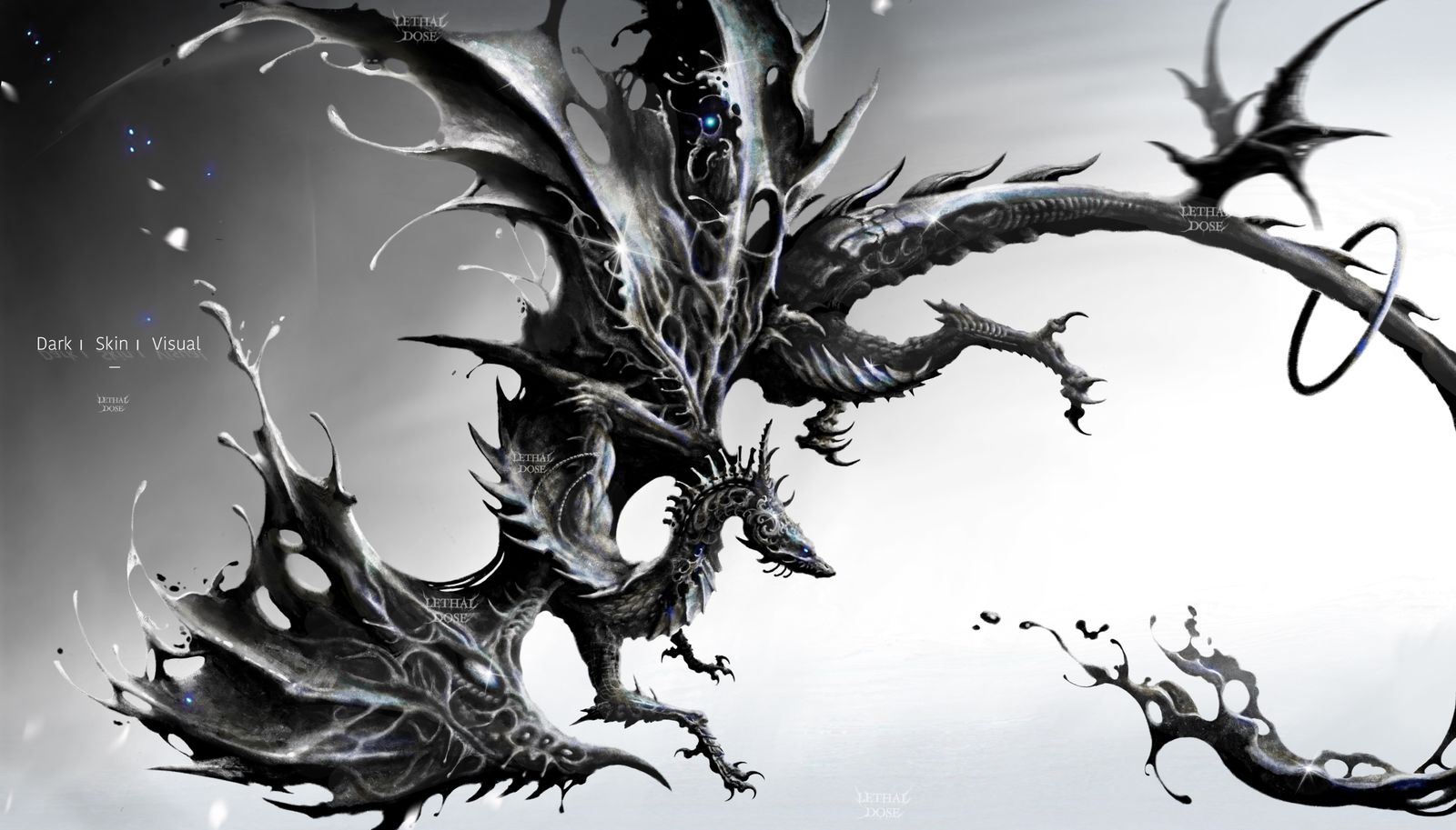 暗黑插画 | 流体神祇一银泪 | 龙设约稿 | 幻想生物头像同人高清图