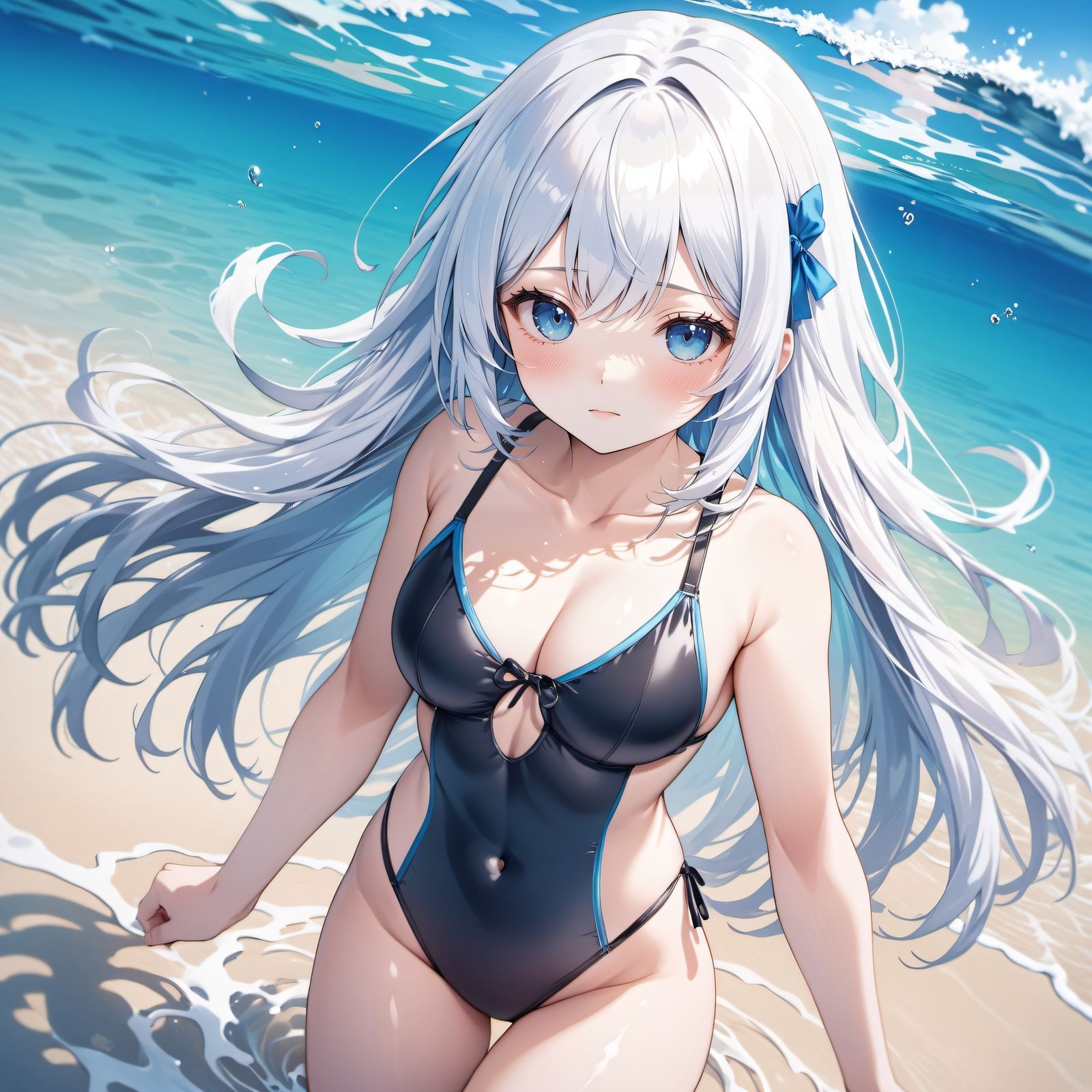 白毛少女-泳衣头像同人高清图