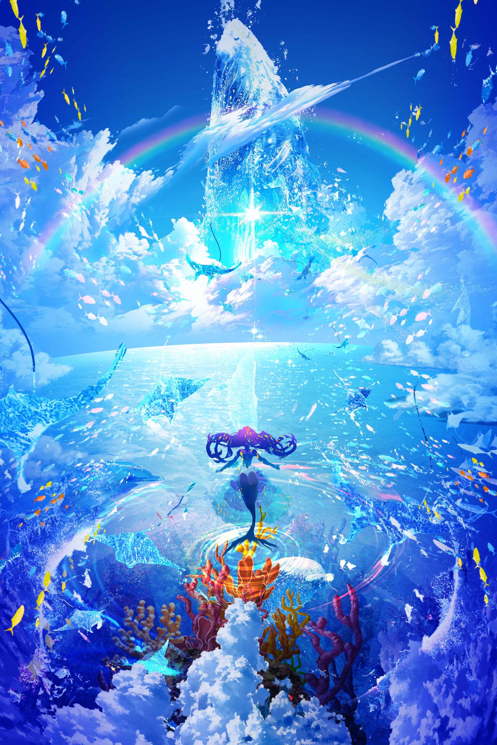 美しき蒼の世界插画图片壁纸