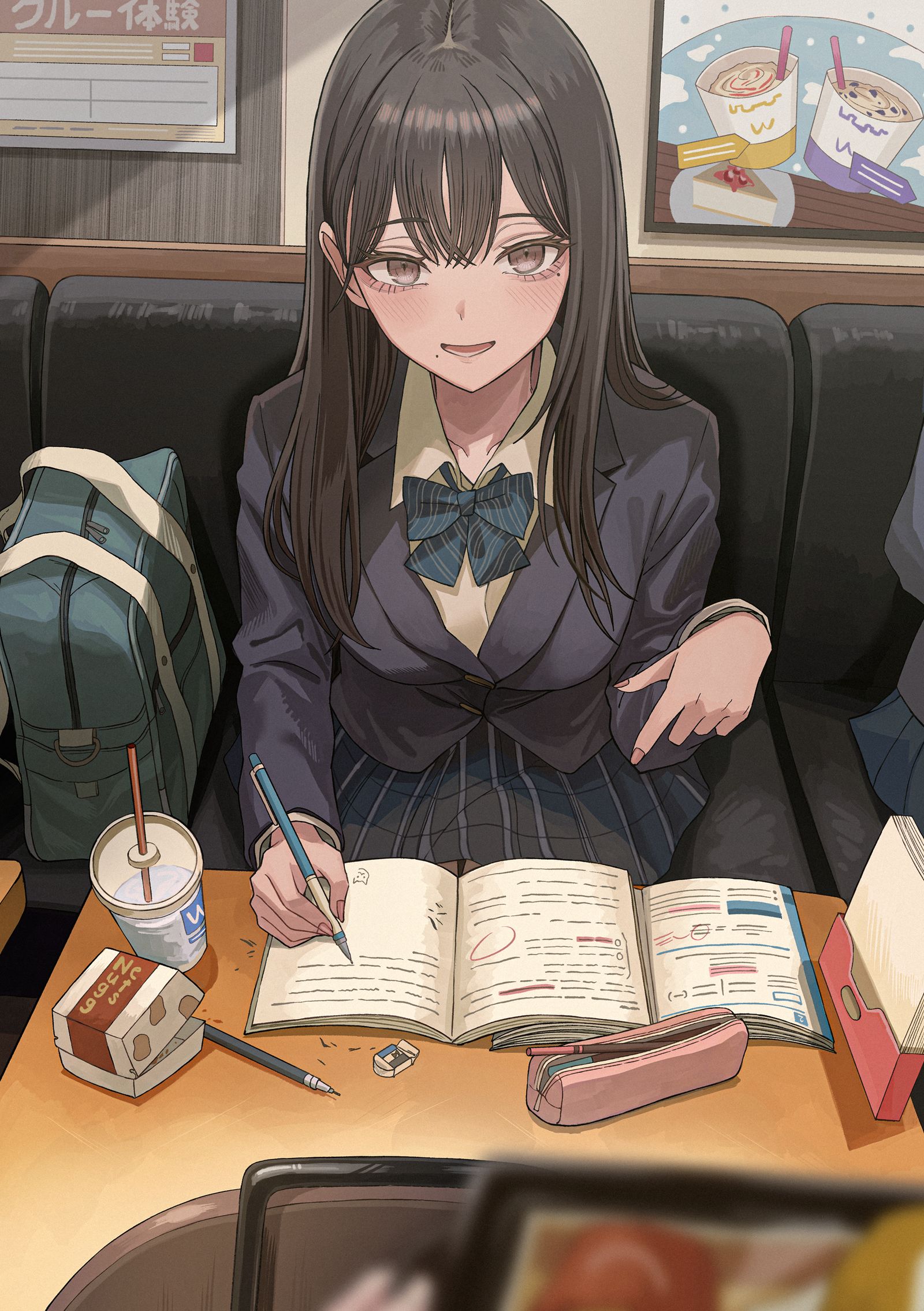 「席、空いてますよ」插画图片壁纸