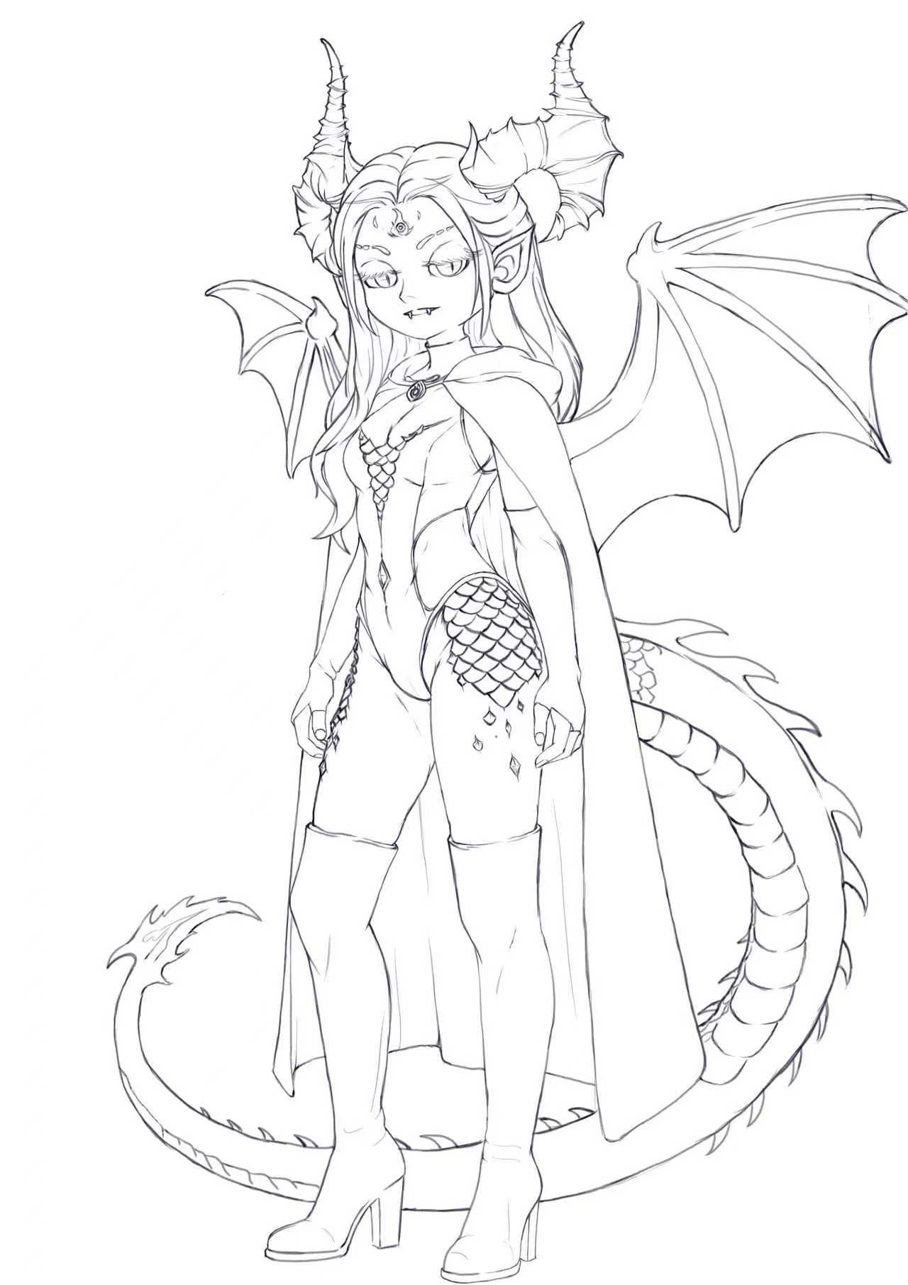 商稿小魔龙线稿头像同人高清图