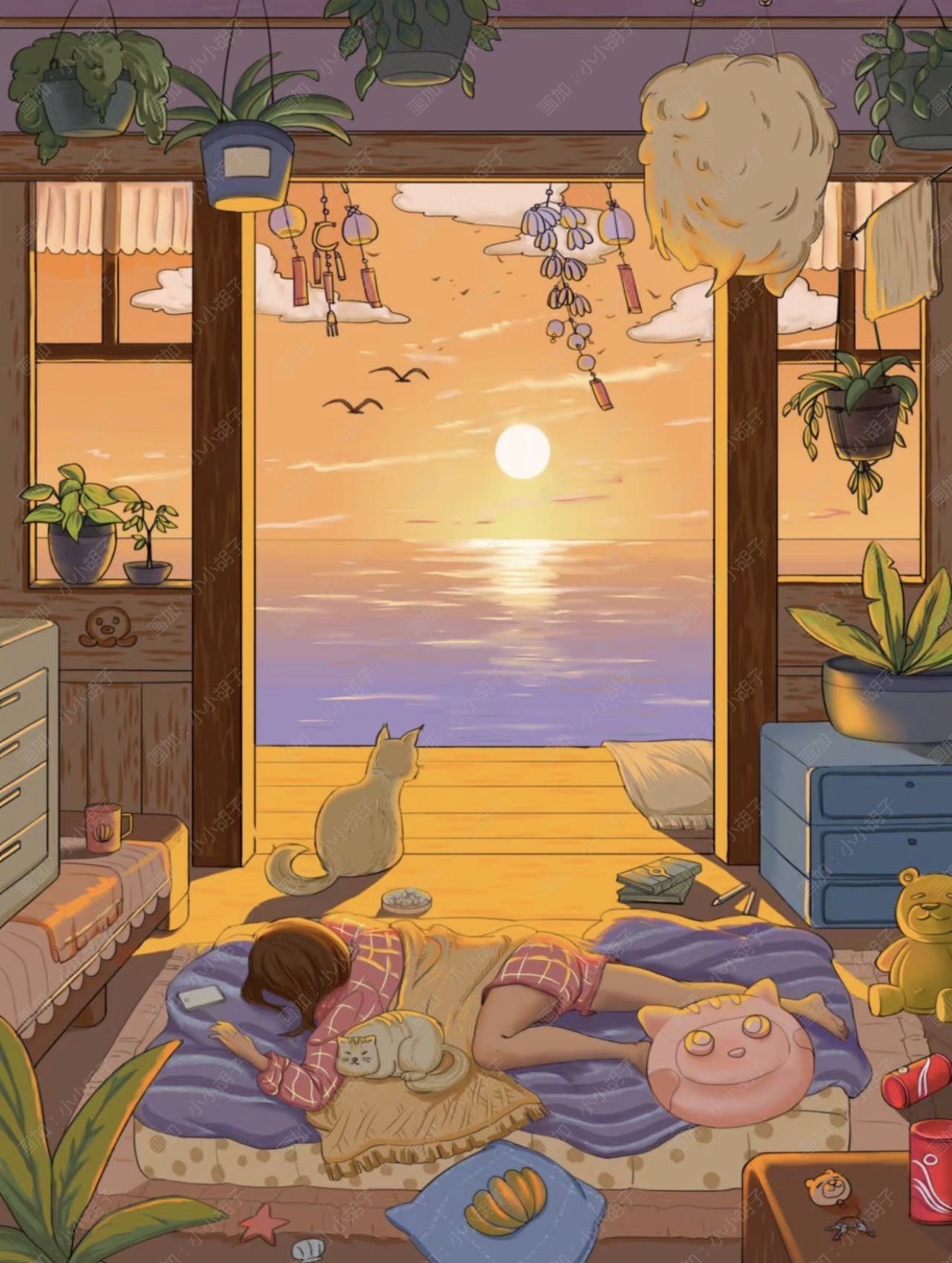 《海滨的傍晚》插画头像同人高清图
