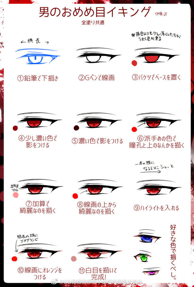 日系眼睛绘画参考，画画的 插画图片壁纸