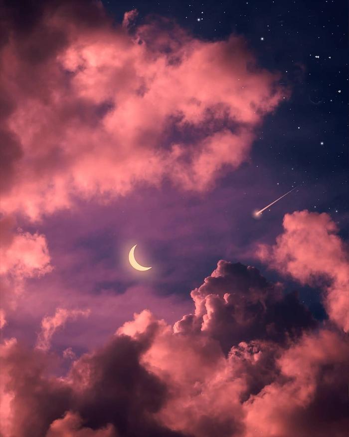 充满创意的月亮与夜色 码住学习画天空很有意境插画图片壁纸