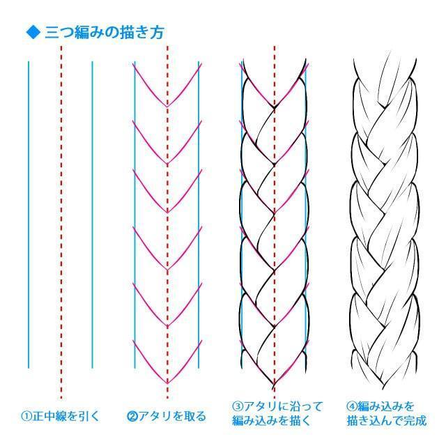 辫子编发的画法画长发女孩很不错哟