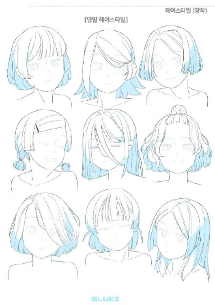 多种女生的发型参考，画老婆用得上插画图片壁纸