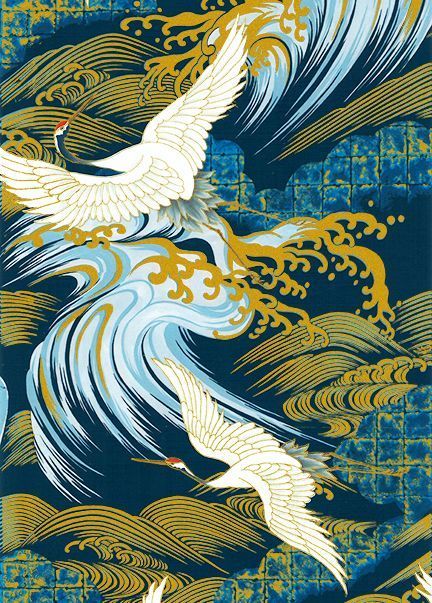 鹤纹花纹绘画素材