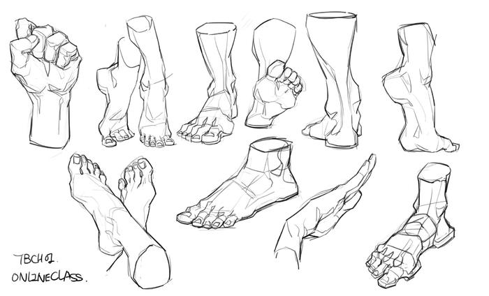 画师TB Choi 的脚部和人体绘制线稿，学画画插画图片壁纸