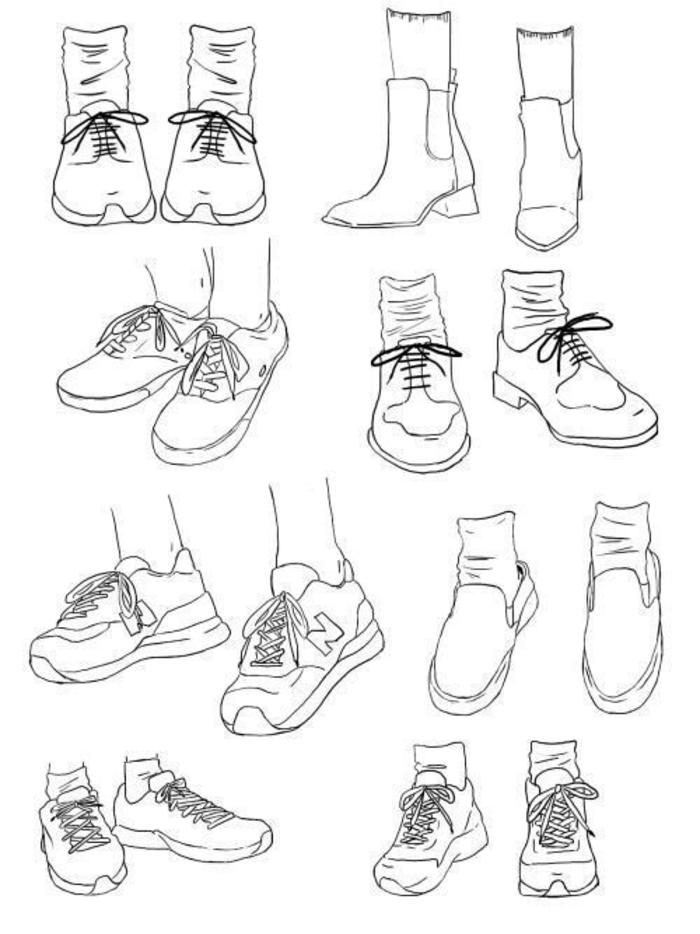 多款、多角度的鞋子绘制参考插画图片壁纸
