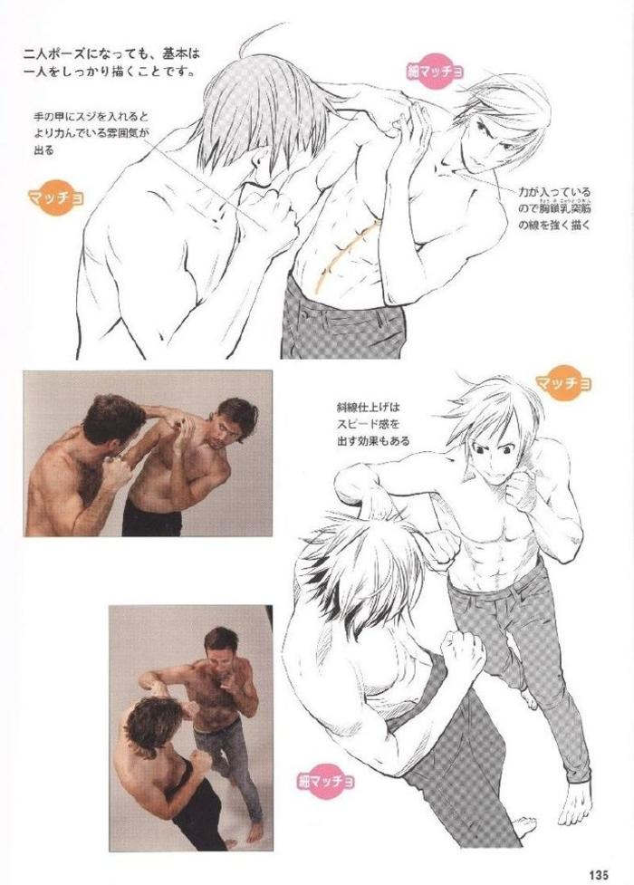 男性肌肉绘制要点，要注意不同姿势肌肉的变化，来自pinterest插画图片壁纸
