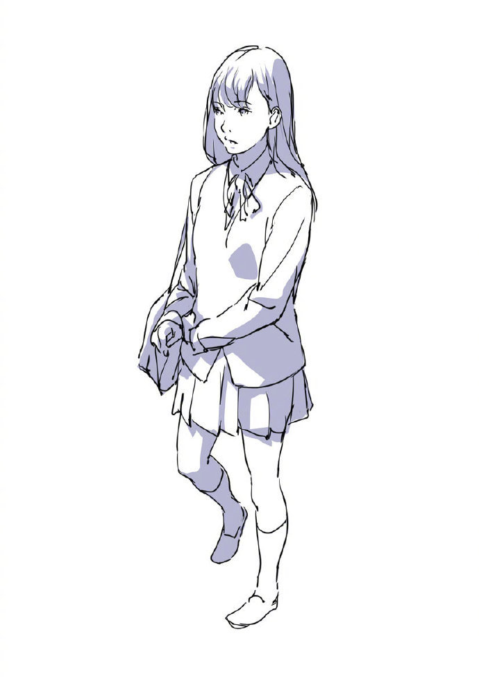 穿jk制服走路姿势练习学画画画师toshi