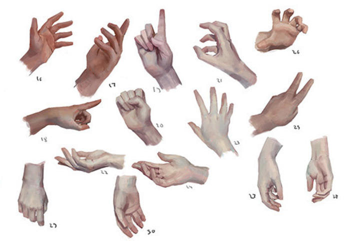 100多种手势练习，画起来插画图片壁纸