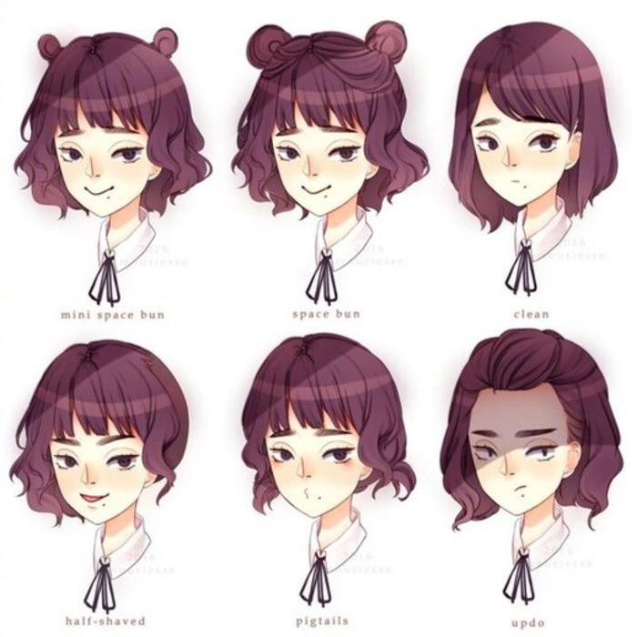 日系插画素材之女孩子的发型 插画图片壁纸
