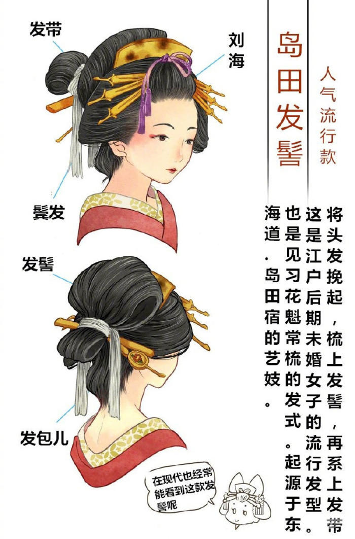 花魁，歌舞伎，发饰发型  ​​​​插画图片壁纸