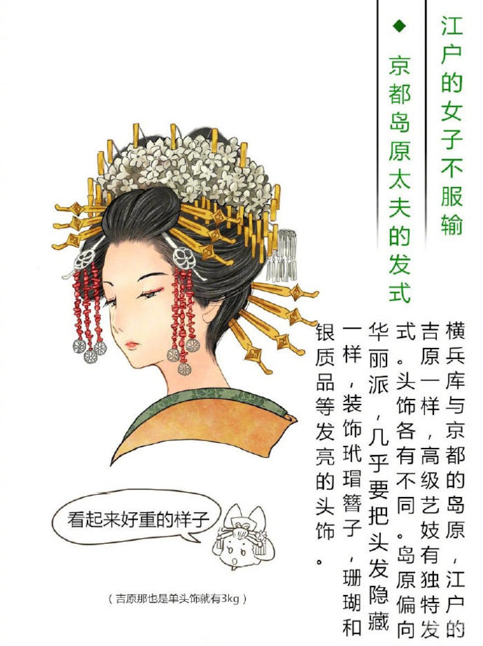 花魁，歌舞伎，发饰发型  ​​​​插画图片壁纸