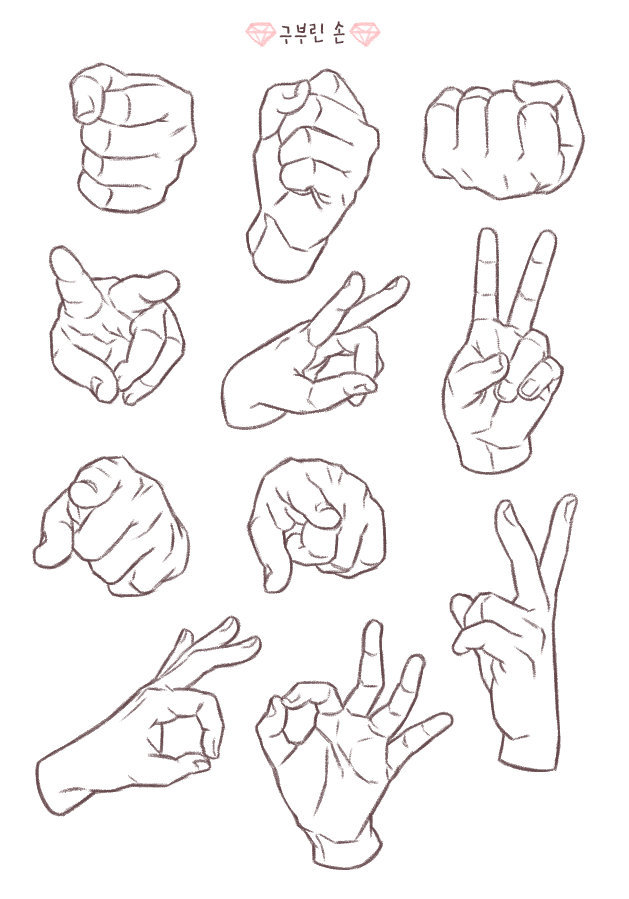 一组手势练习素材，多种日常手部动作，简单实用的素材拿去练练手吧 插画图片壁纸
