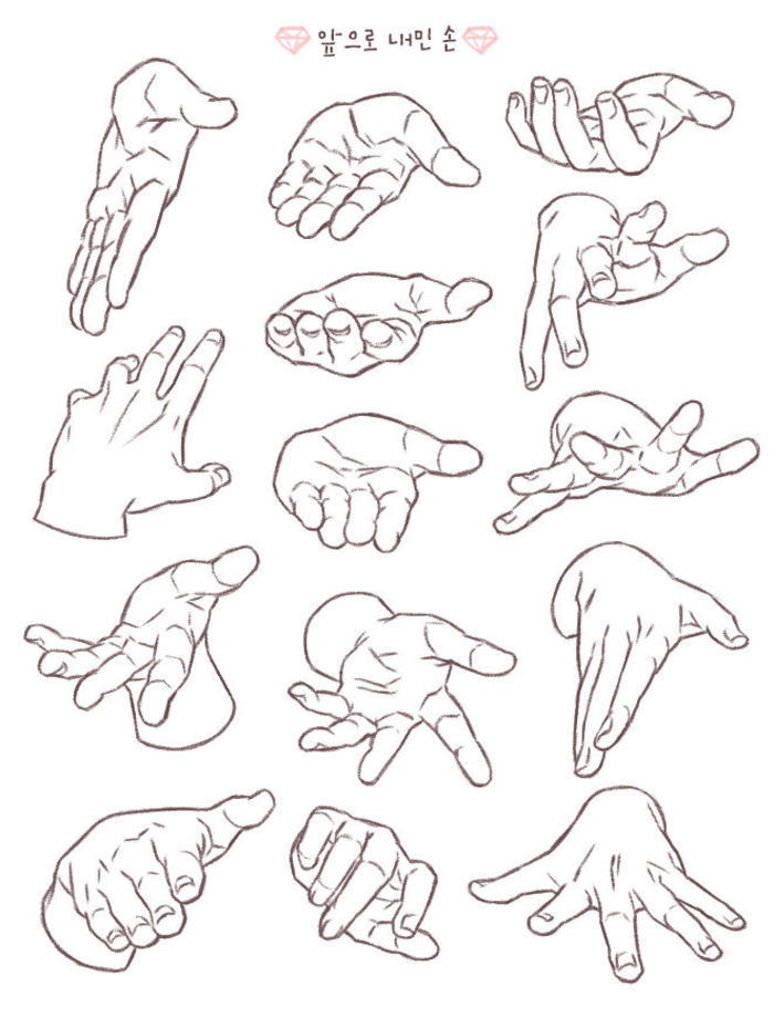 一组手势练习素材，多种日常手部动作，简单实用的素材拿去练练手吧 插画图片壁纸