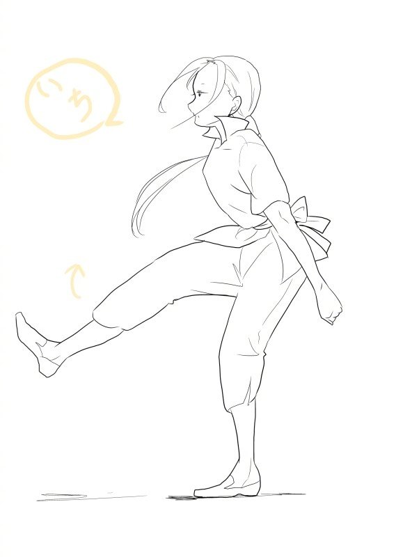 一组武打踢腿的姿势素材画出流畅的动态