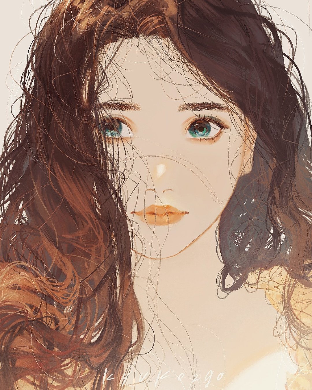 漂亮的女孩，这光影搭配学习下，画师kyuko2go插画图片壁纸
