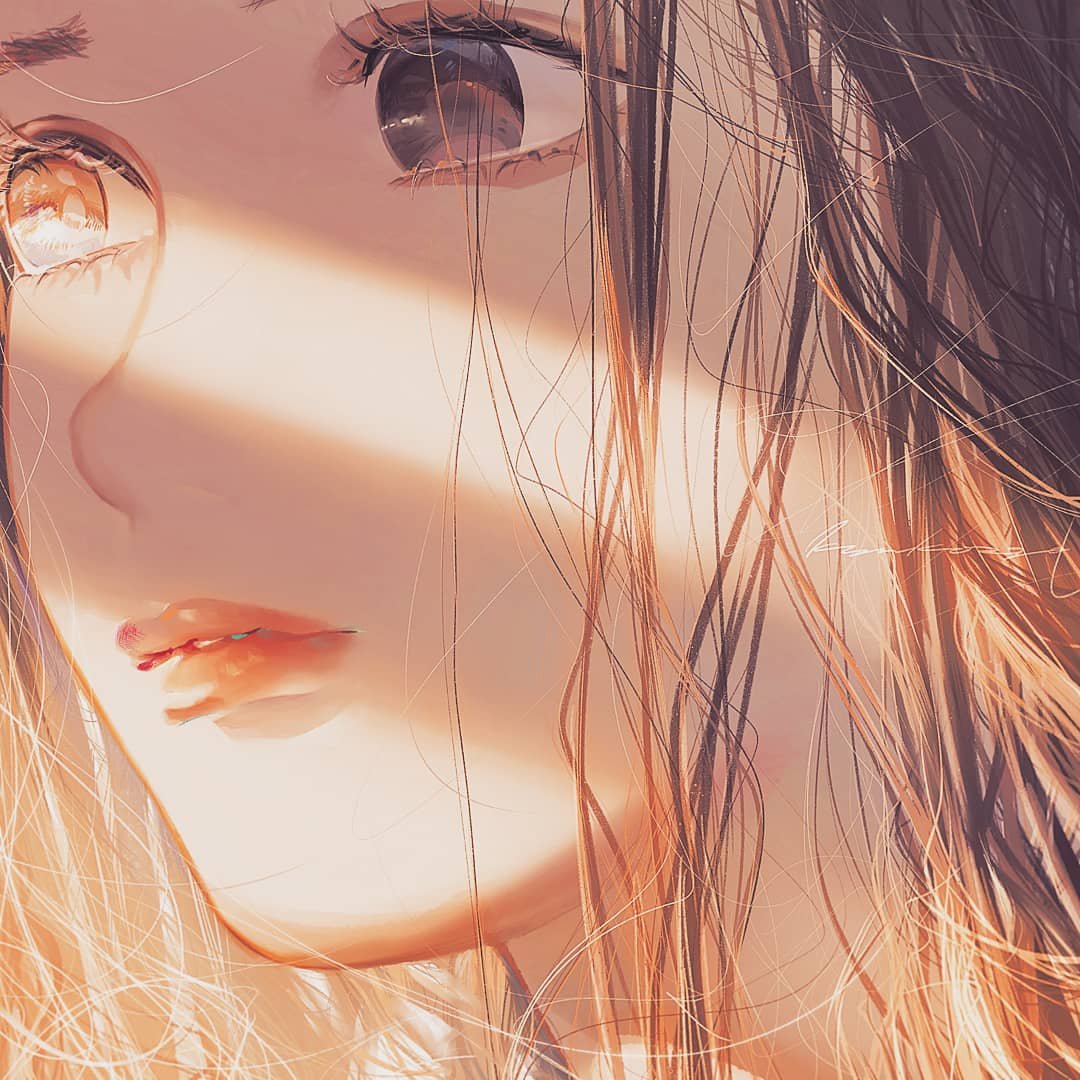 漂亮的女孩，这光影搭配学习下，画师kyuko2go插画图片壁纸