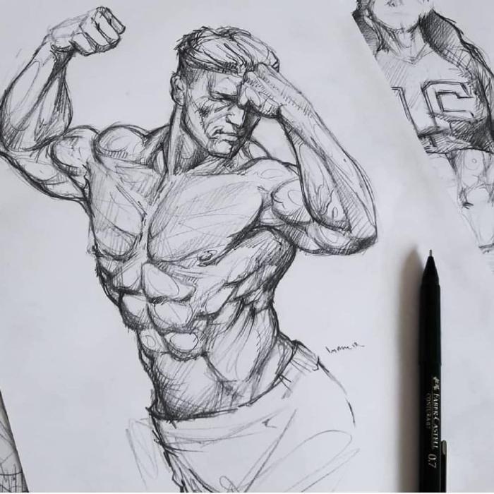 人体肌肉与线条的绘画参考，来自Burak Gecgil 插画图片壁纸