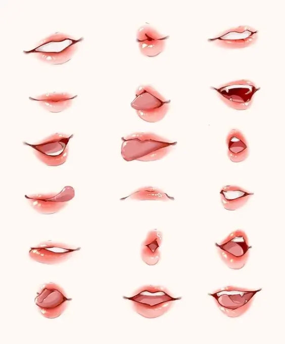 二次元嘴唇画法图片