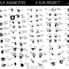 500种不同的动漫漫画眼睛绘制，很棒!  需要的小伙伴转走练习吧～ 插画图片壁纸