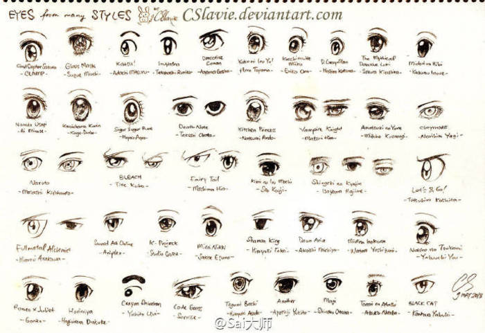 500种不同的动漫漫画眼睛绘制，很棒!  需要的小伙伴转走练习吧～ 插画图片壁纸