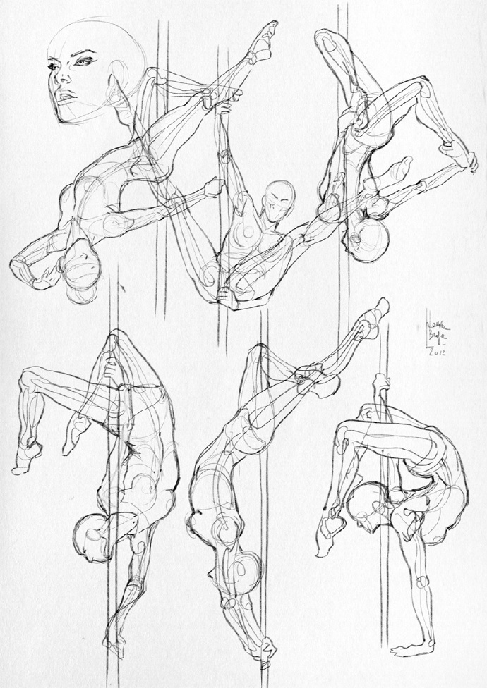 漫画家Laura Braga 的人体姿态练习，感受那柔韧感强烈的舞姿插画图片壁纸