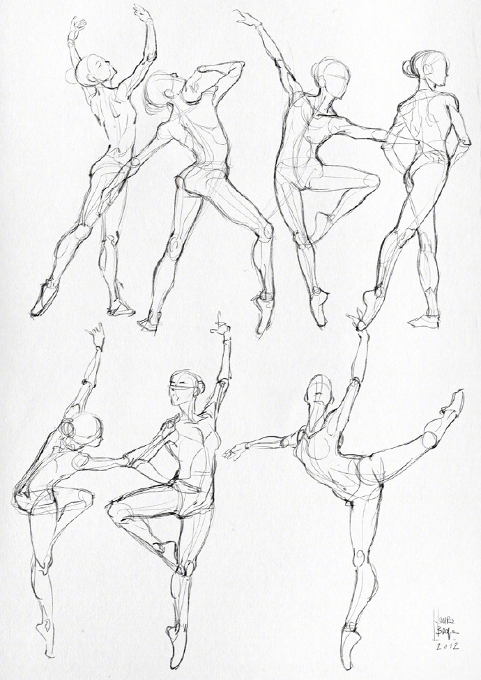 漫画家Laura Braga 的人体姿态练习，感受那柔韧感强烈的舞姿插画图片壁纸