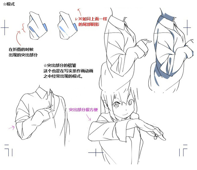 一组褶皱教程服装绘画素材