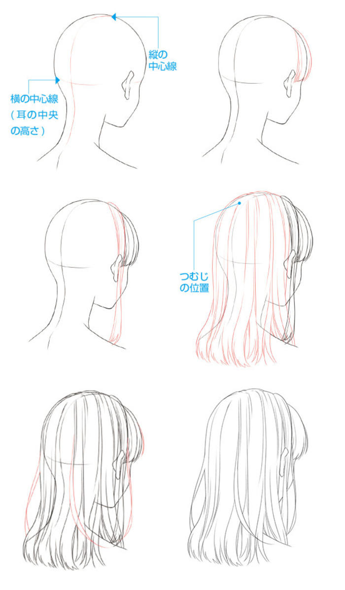 长短发型绘制参考插画图片壁纸