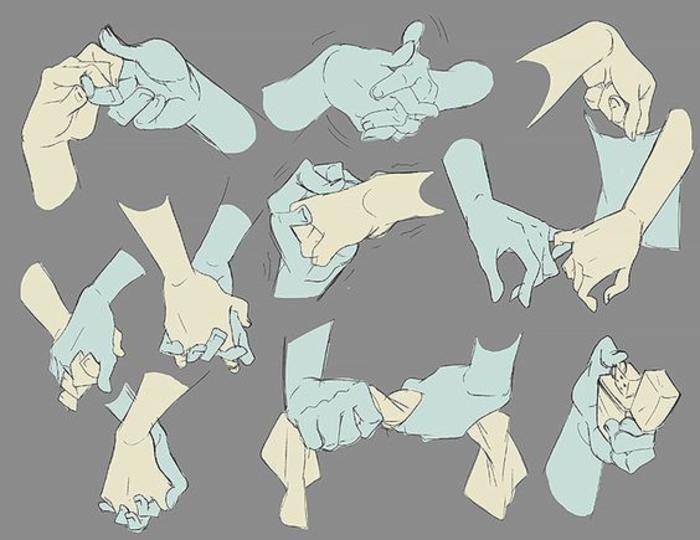 十指相交 多种双手紧握的绘制参考，学画画 插画图片壁纸