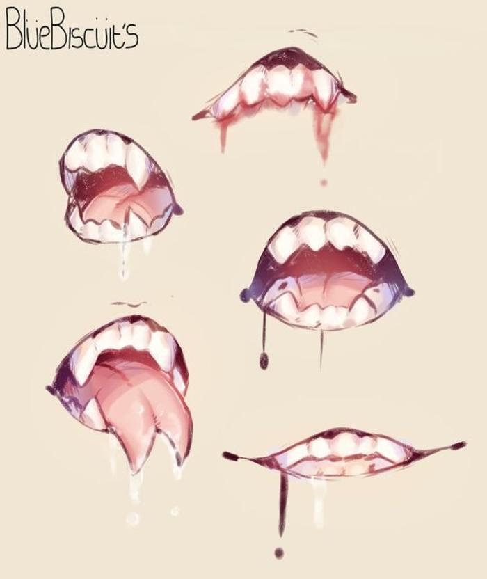 一组舌头与嘴的绘画教程插画图片壁纸