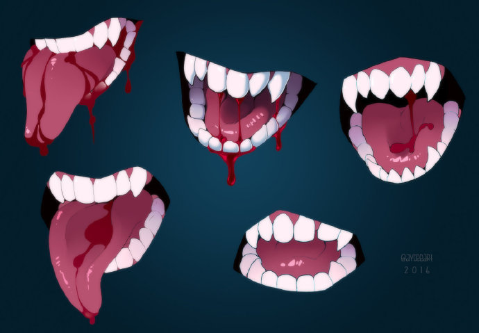 一组舌头与嘴的绘画教程插画图片壁纸
