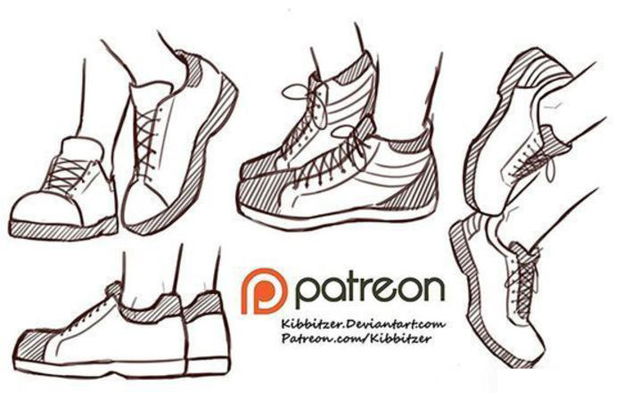 一些常见的鞋子，线稿参考 插画图片壁纸