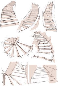 楼梯怎么画，来一组参考 插画图片壁纸