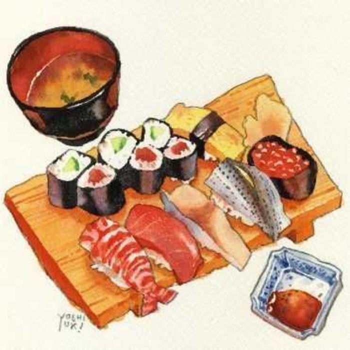 下午茶时间，美食素材走一波，画师 Yoshiyuki Osaki 插画图片壁纸