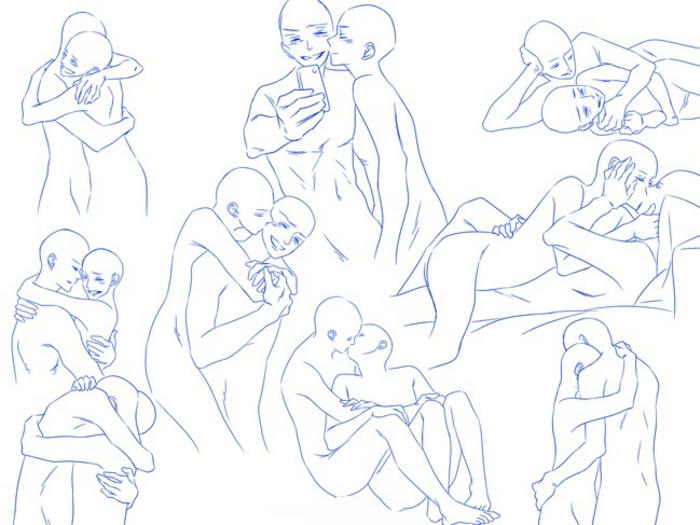 动漫人物单人肢体动作到双人肢体动作参考，表情到动作刻画PID：50501814插画图片壁纸