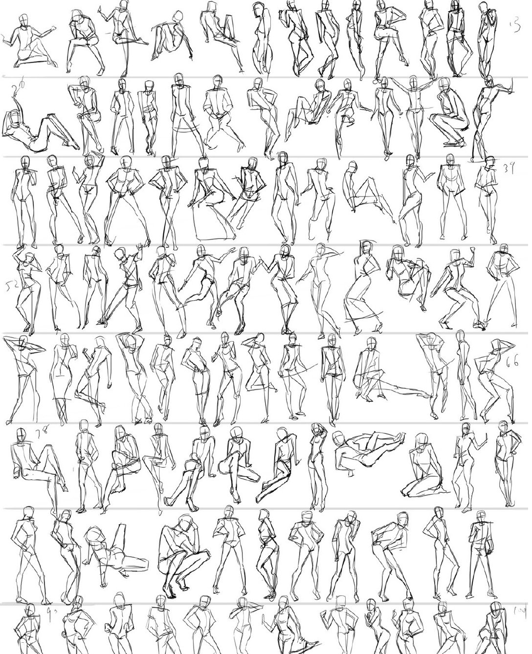 干货速写大动态练习素材超多动作可以练习很久啦