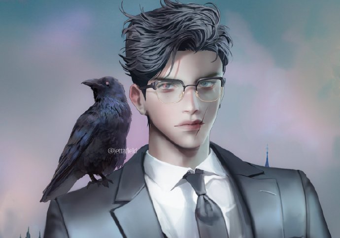 斯文败类必备之眼镜 来自画师nj@ notjya 插画图片壁纸